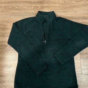 Eddie Bauer Quarter Zip Fleece Pullover Dark Green Black Size Small